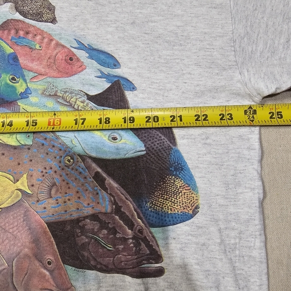 Vintage Single Stitch Fish Design Tee Shirt By Artist F. Cheney Size XL - Picture 8 of 9